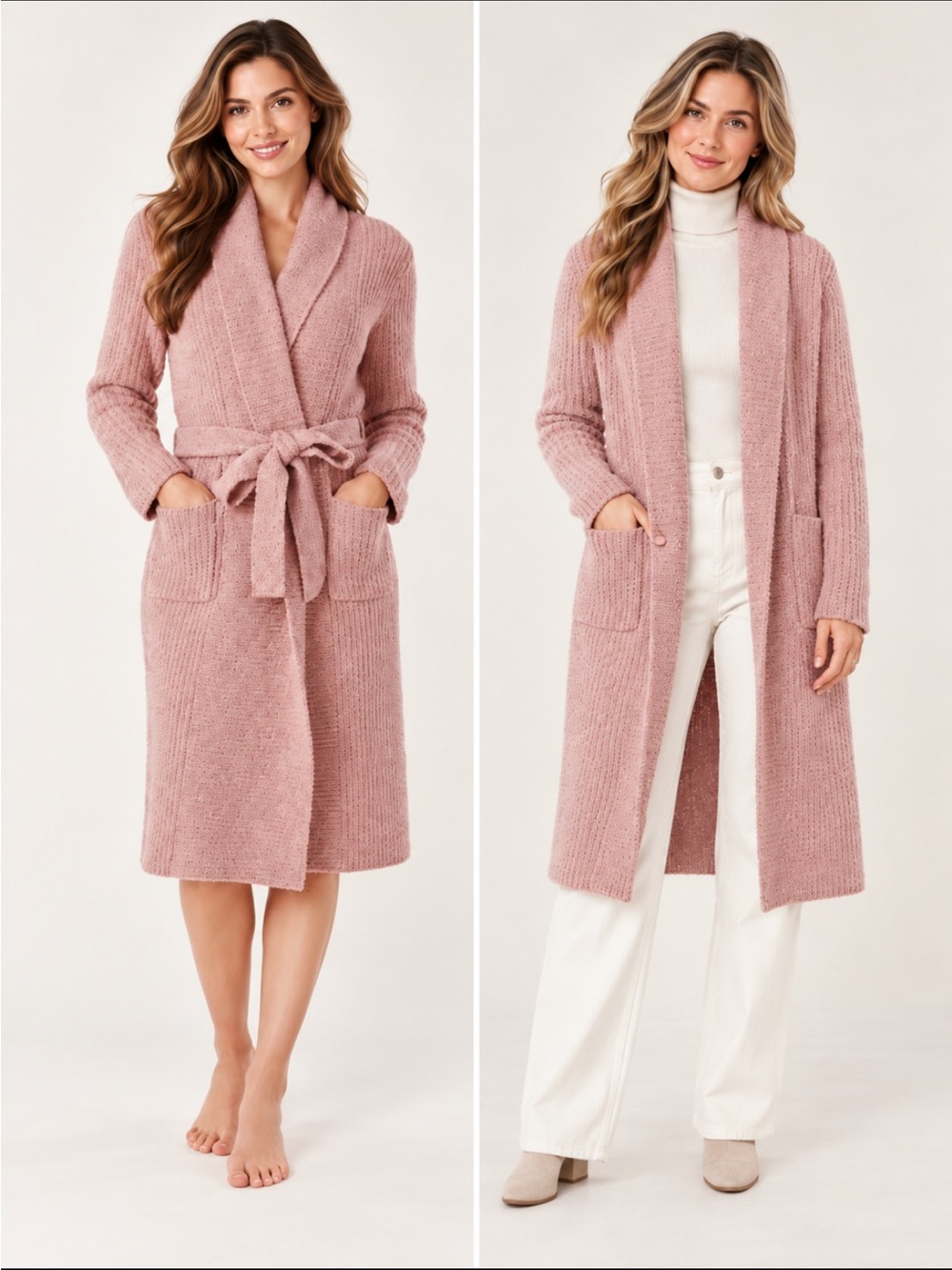 Member's Mark Women's Soft Cozy Knit Shawl Collar Robe or Long Belted Sweater